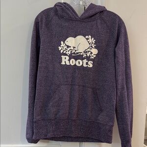 Roots Heathered Purple Hoodie with White Logo
